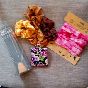 ⚡5/$25  Bundle of scrunchies/head massager/headband &Vera Bradley compact mirror